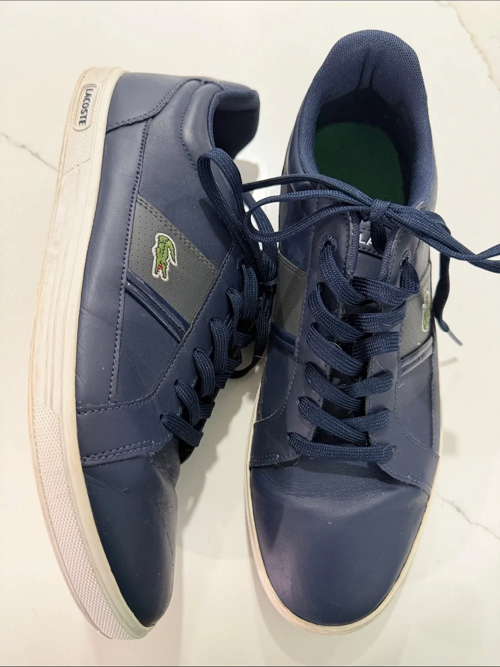 Lacoste Men's Navy and White Low-Top Sneakers